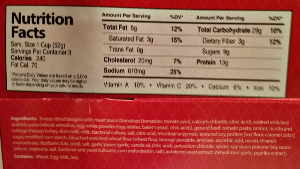 dailybreadlasagnanutritionlabel Our Little Homestead